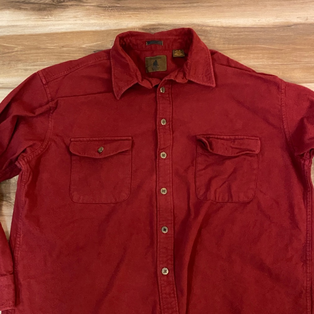 St Johns Bay Chamois Flannel Shirt Mens XL Red Long Sleeve Button Up‎